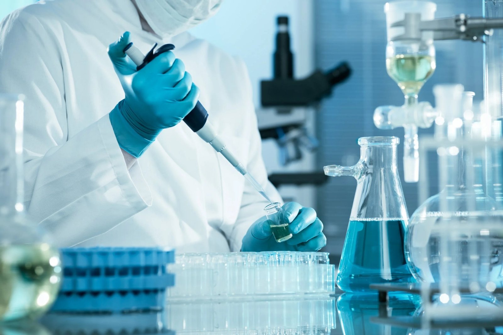 A scientist at work in a laboratory. Anthropic's Claude for Life Sciences targets research workflows.