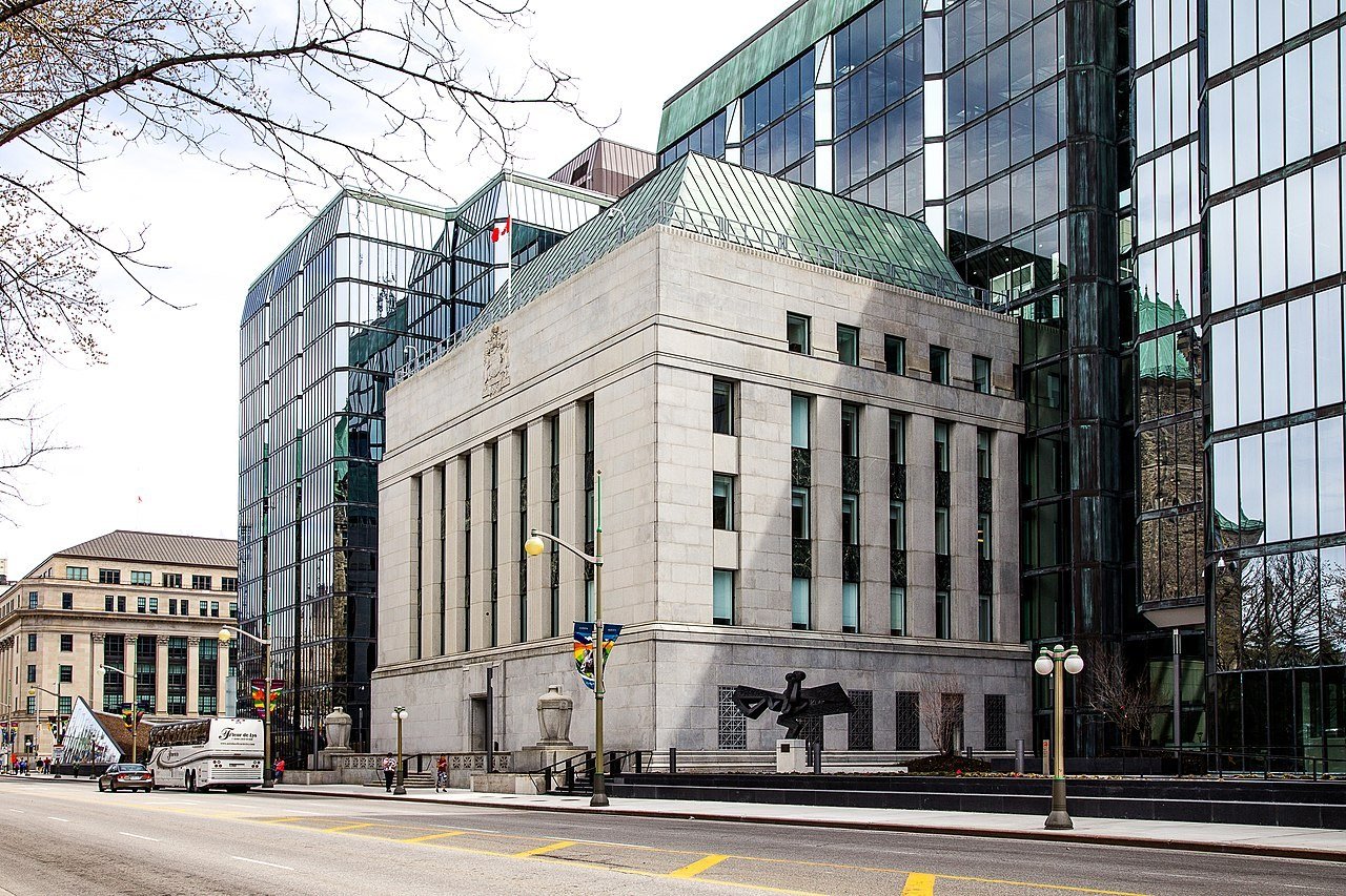 The Bank of Canada building in Ottawa. Analysts see the bank on hold through 2026 after Monday’s inflation data.