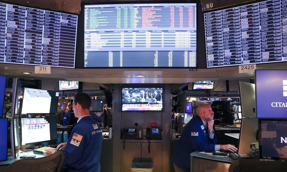 Trading screens showing market data.
