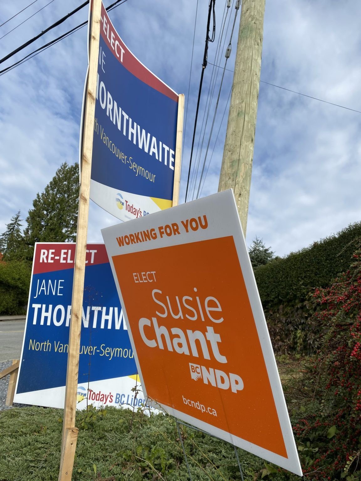Campaign signs in British Columbia ahead of Saturday's provincial vote. (File photo)