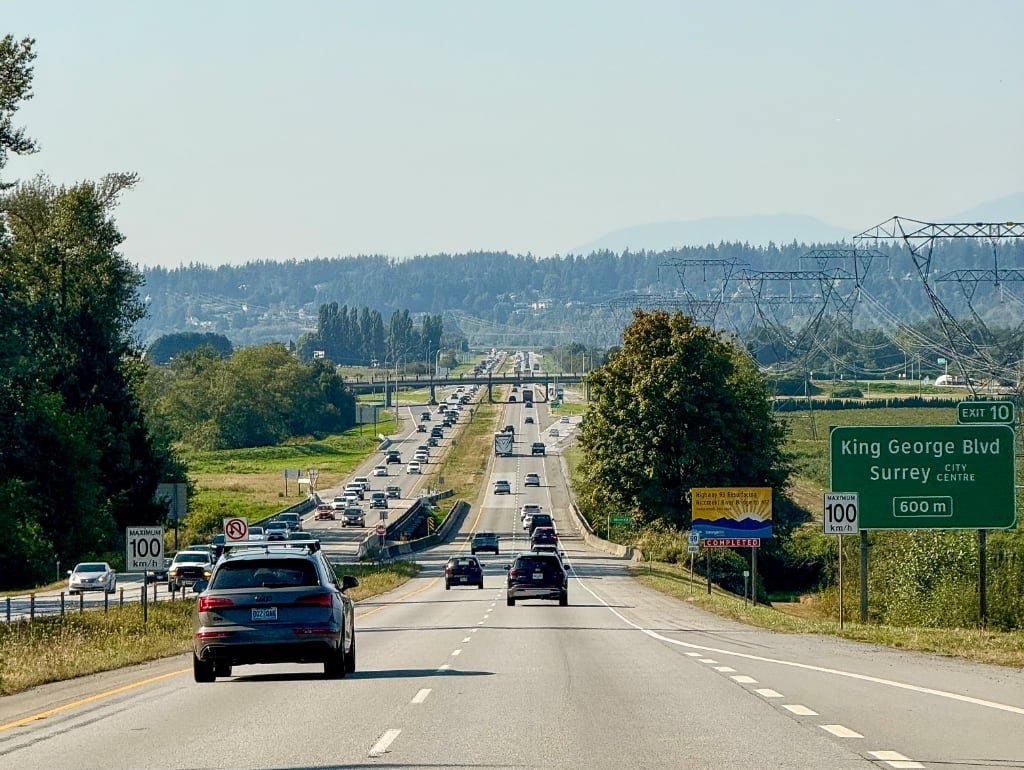 Highway 99 in British Columbia, the route closed for hours by Friday's crash in Surrey.
