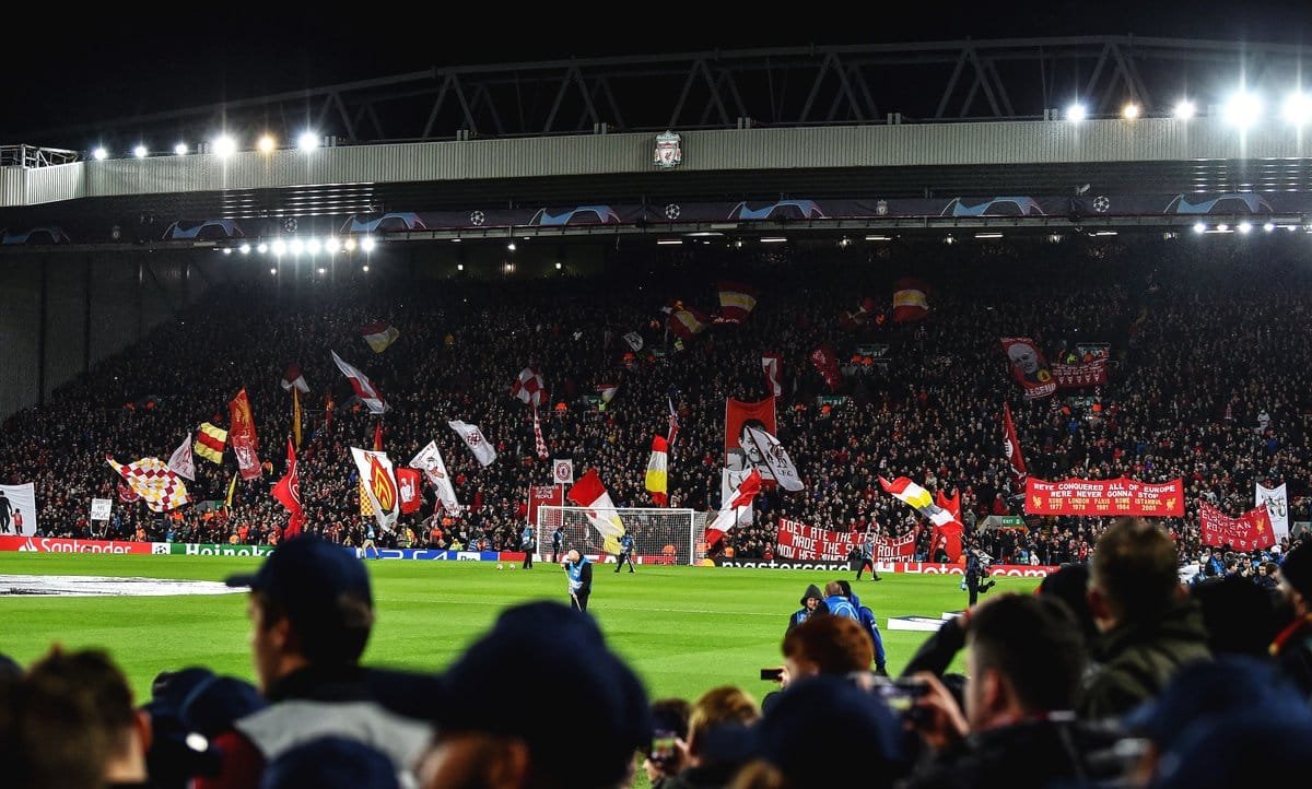European football under lights. Liverpool led the early Champions League games on Wednesday.