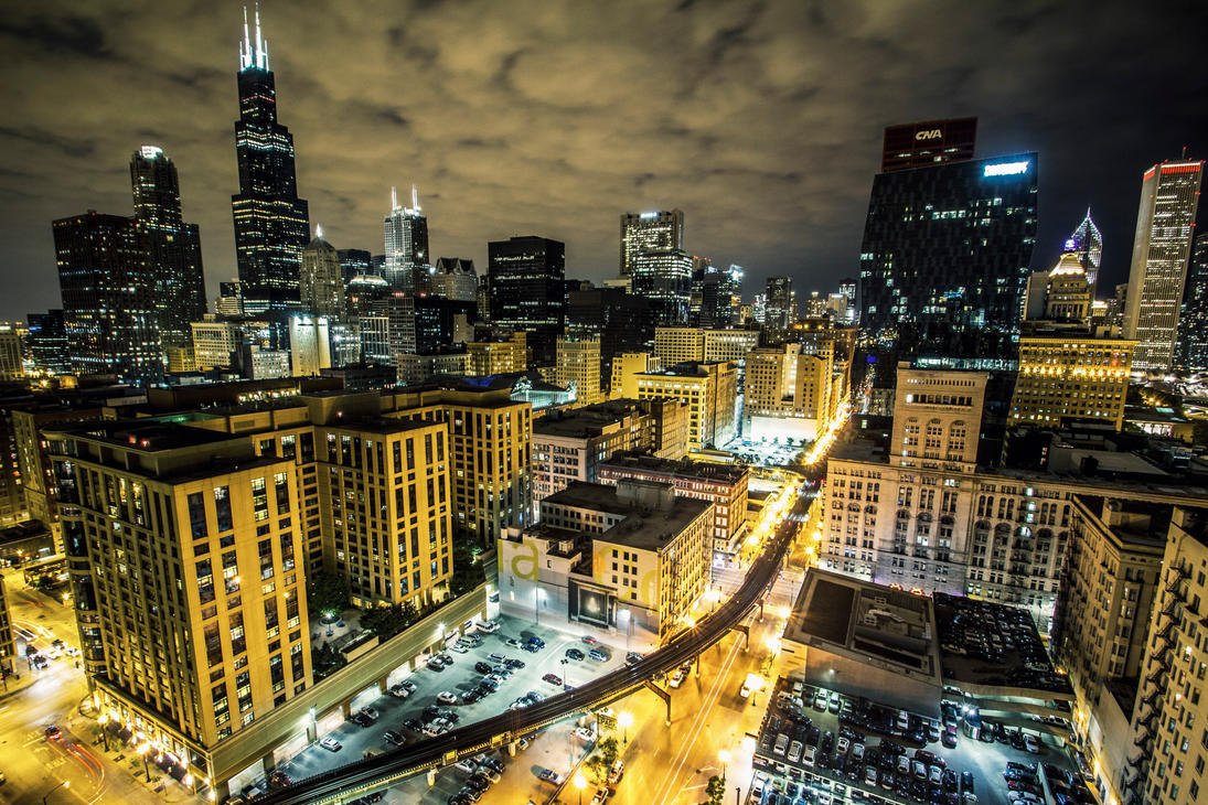 A Chicago street at night. The shooting happened in Little Village on Saturday.