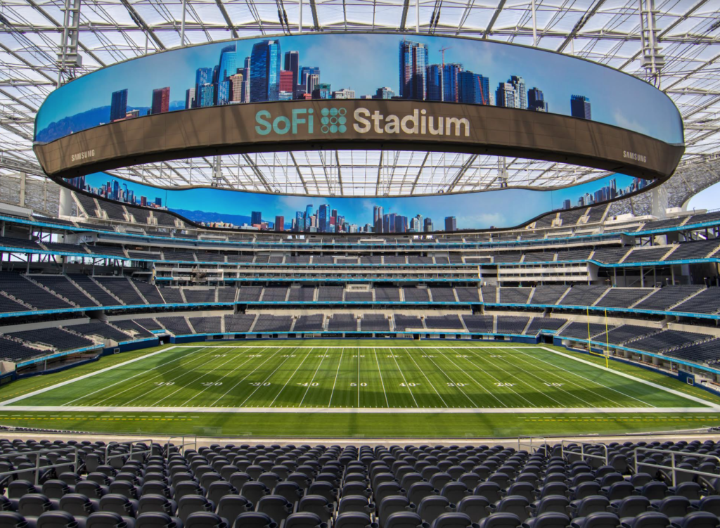 SoFi Stadium in Los Angeles, outside which the brawl was filmed on Wednesday night. (File photo)