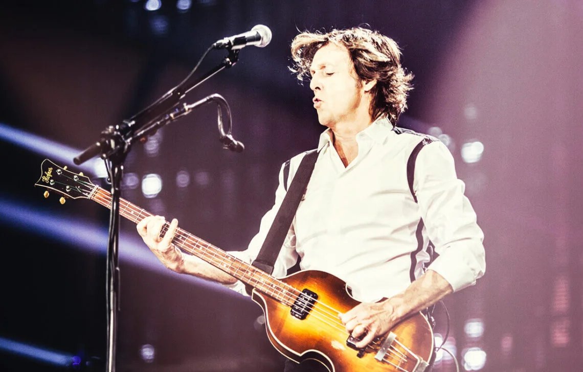 Paul McCartney performing. He discussed Sam Mendes' Beatles films on the Good Hang podcast.