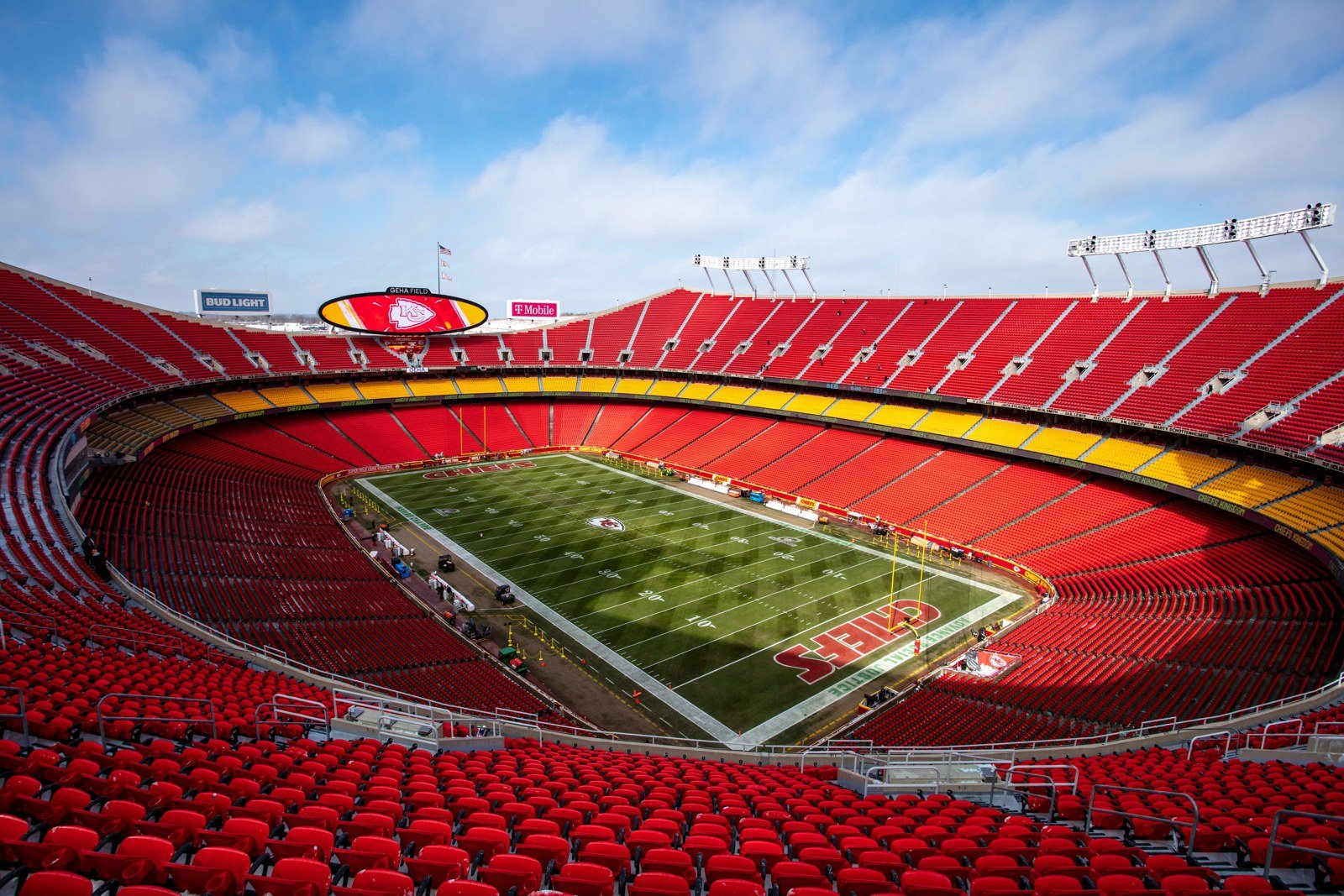 Arrowhead Stadium in Kansas City. Swift watched the Chiefs beat the Chargers 22–6 from a suite on Sunday.