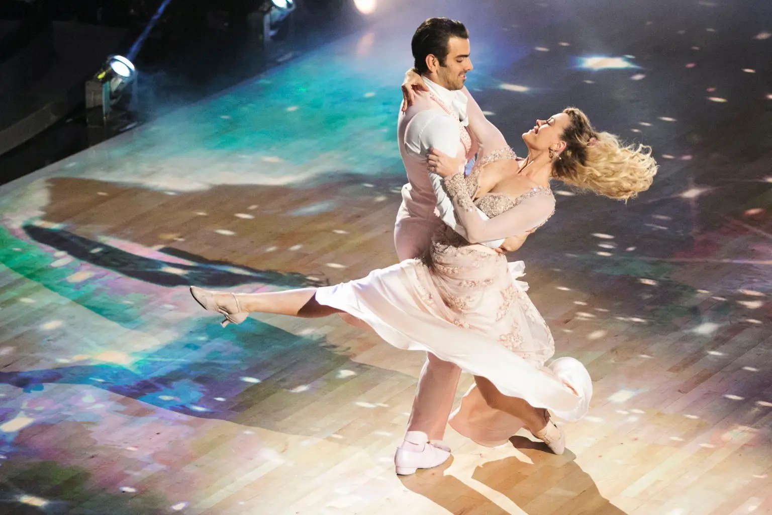 The Dancing With the Stars ballroom. Val Chmerkovskiy will sit out Dedication Night, with Alan Bersten partnering Jenna Dewan in his place.