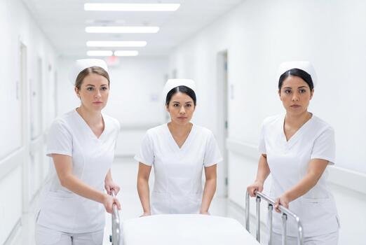 Nurses at work in a hospital, in file imagery.