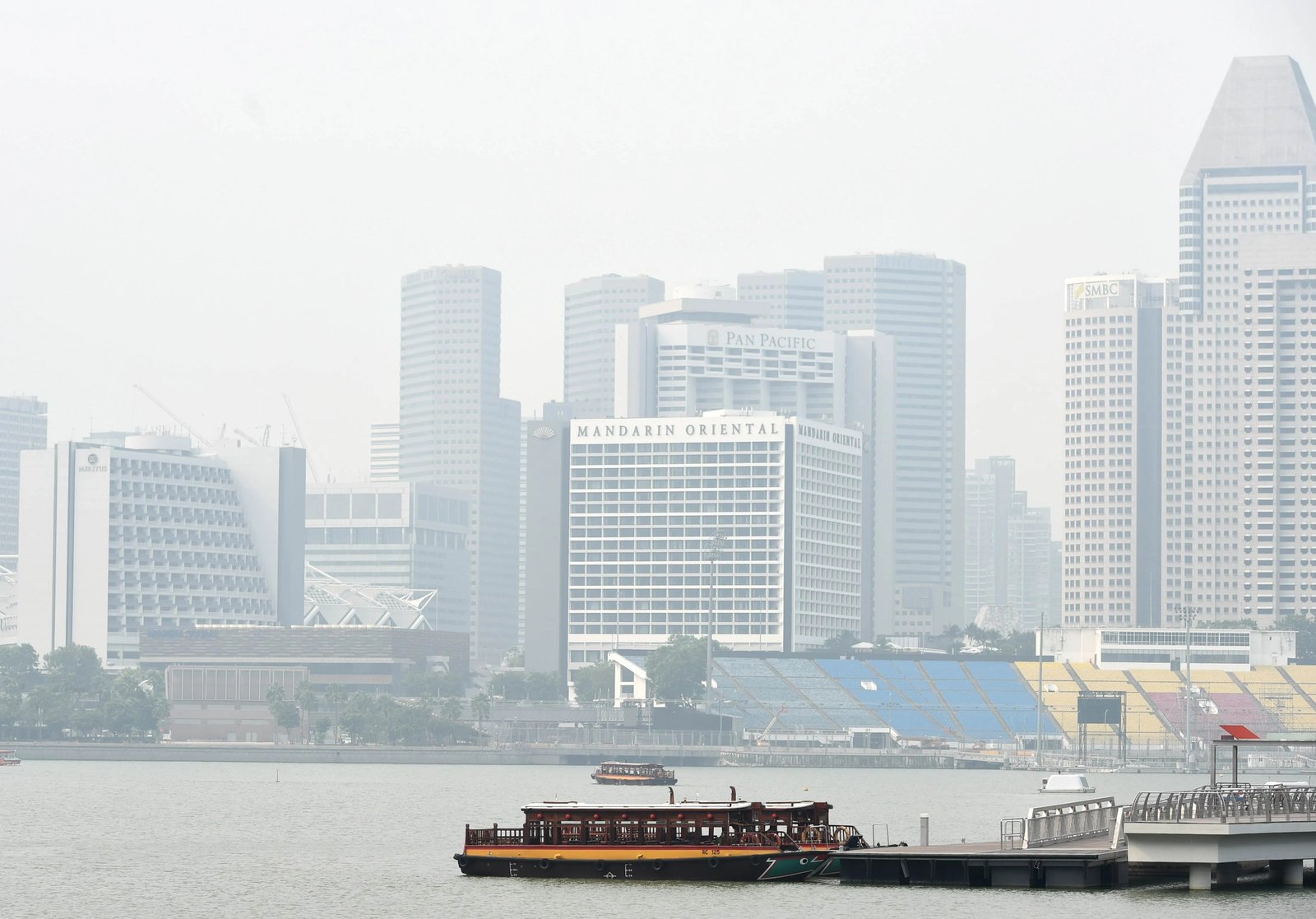 Singapore's skyline shrouded in haze from Indonesian wildfires, one of the region's worst fire seasons.