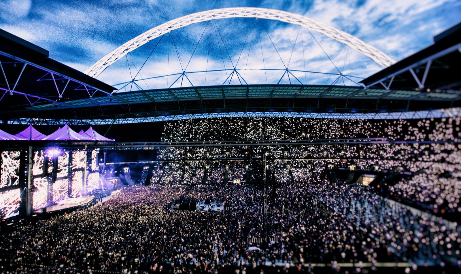 Wembley Stadium in London during a concert. Morgan Wallen plays two nights there on June 26 and 27, 2027.