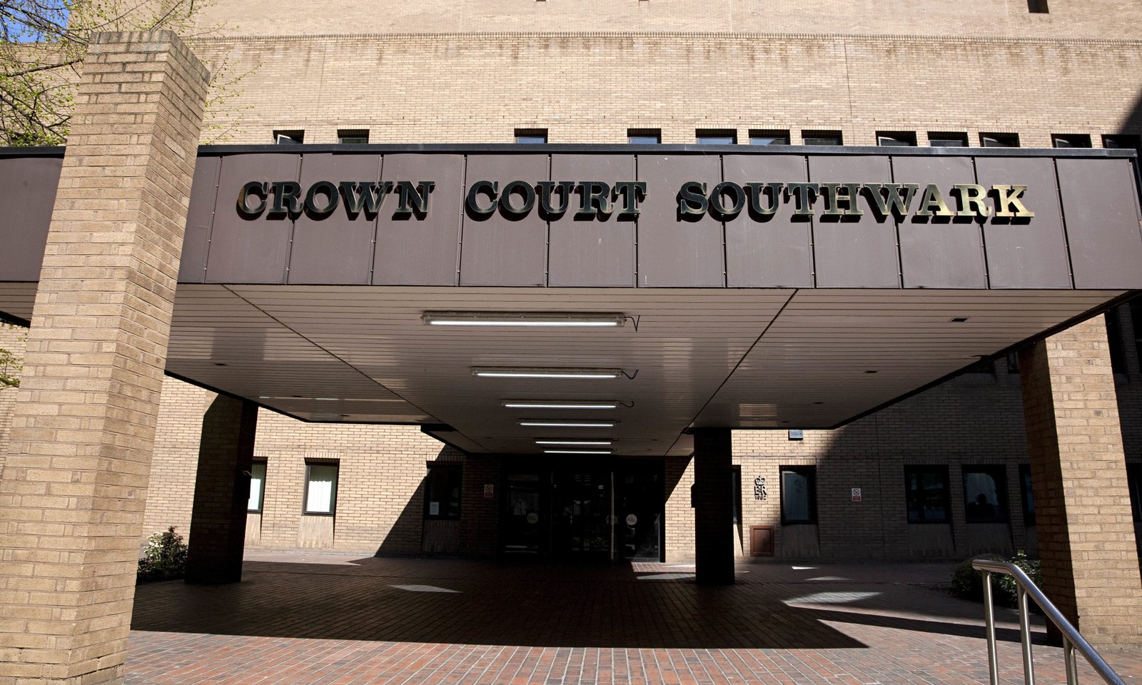 Southwark Crown Court in London, where Brand's trial opened on Wednesday.
