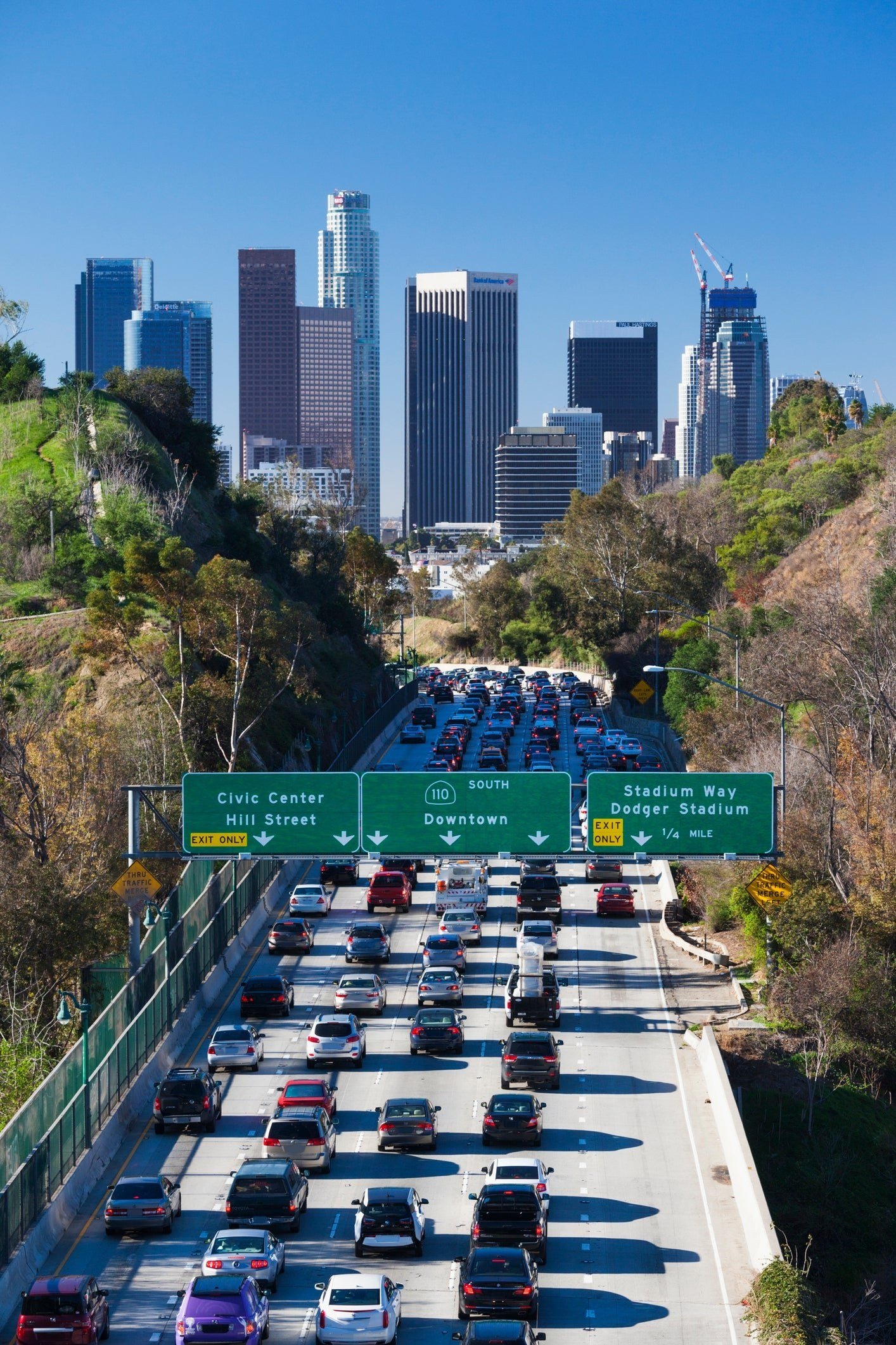 Freeway traffic in Los Angeles, where Metro's ExpressLanes run on the I-10, I-110 and I-105.
