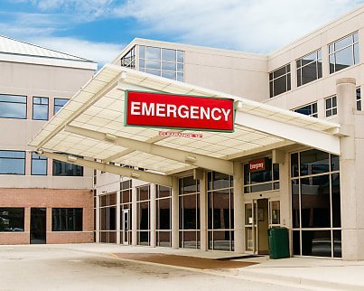 A hospital entrance.