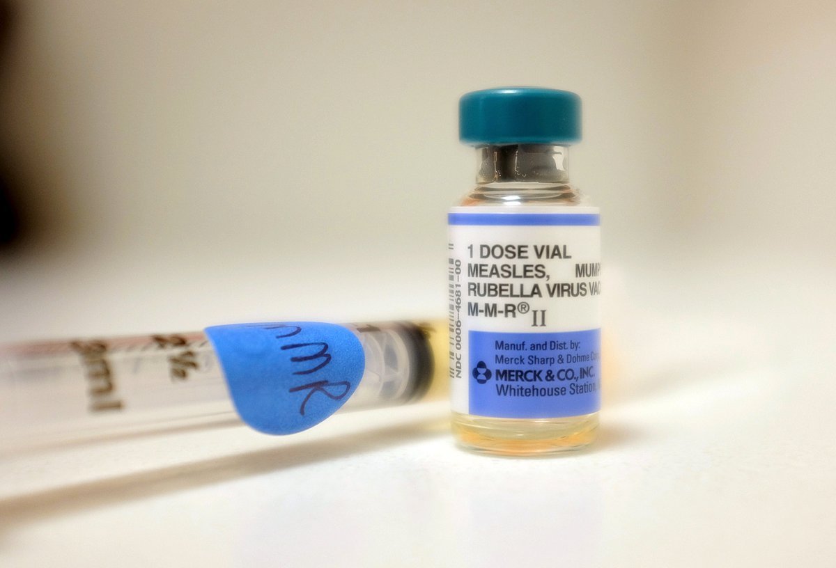 A vial of measles vaccine at a U.S. clinic.