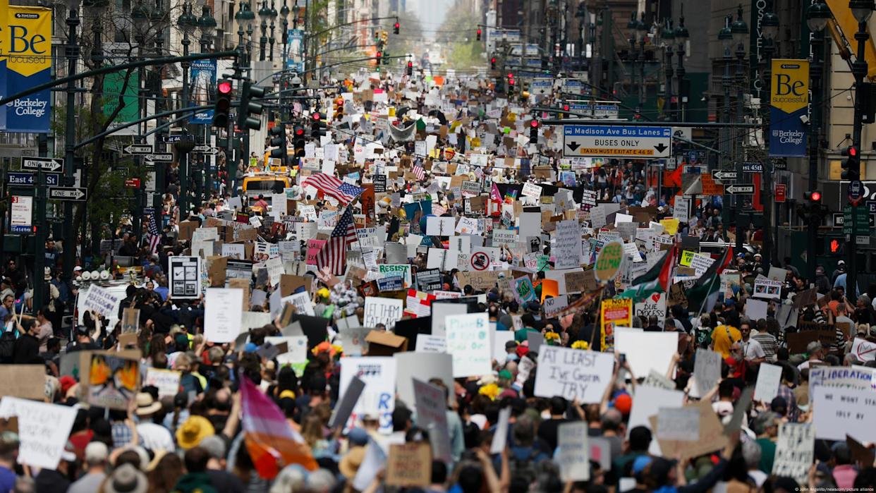 Protesters gather at a demonstration in the United States.