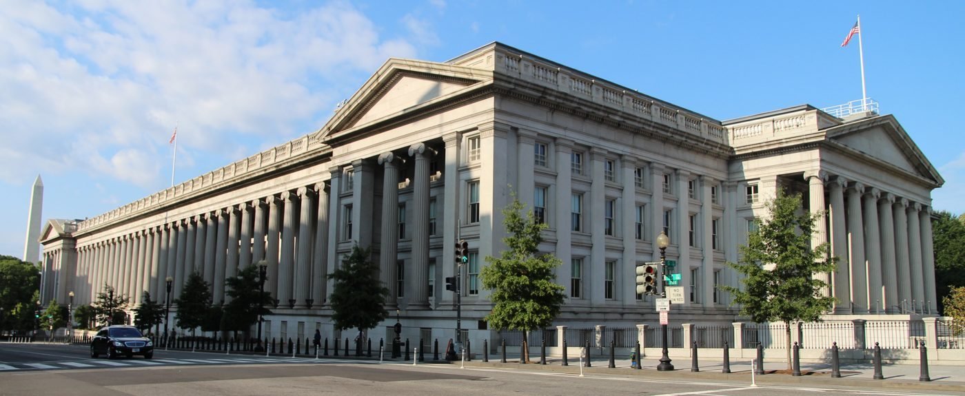 The U.S. Treasury Building in Washington, which released the final fiscal 2026 statement on Friday.