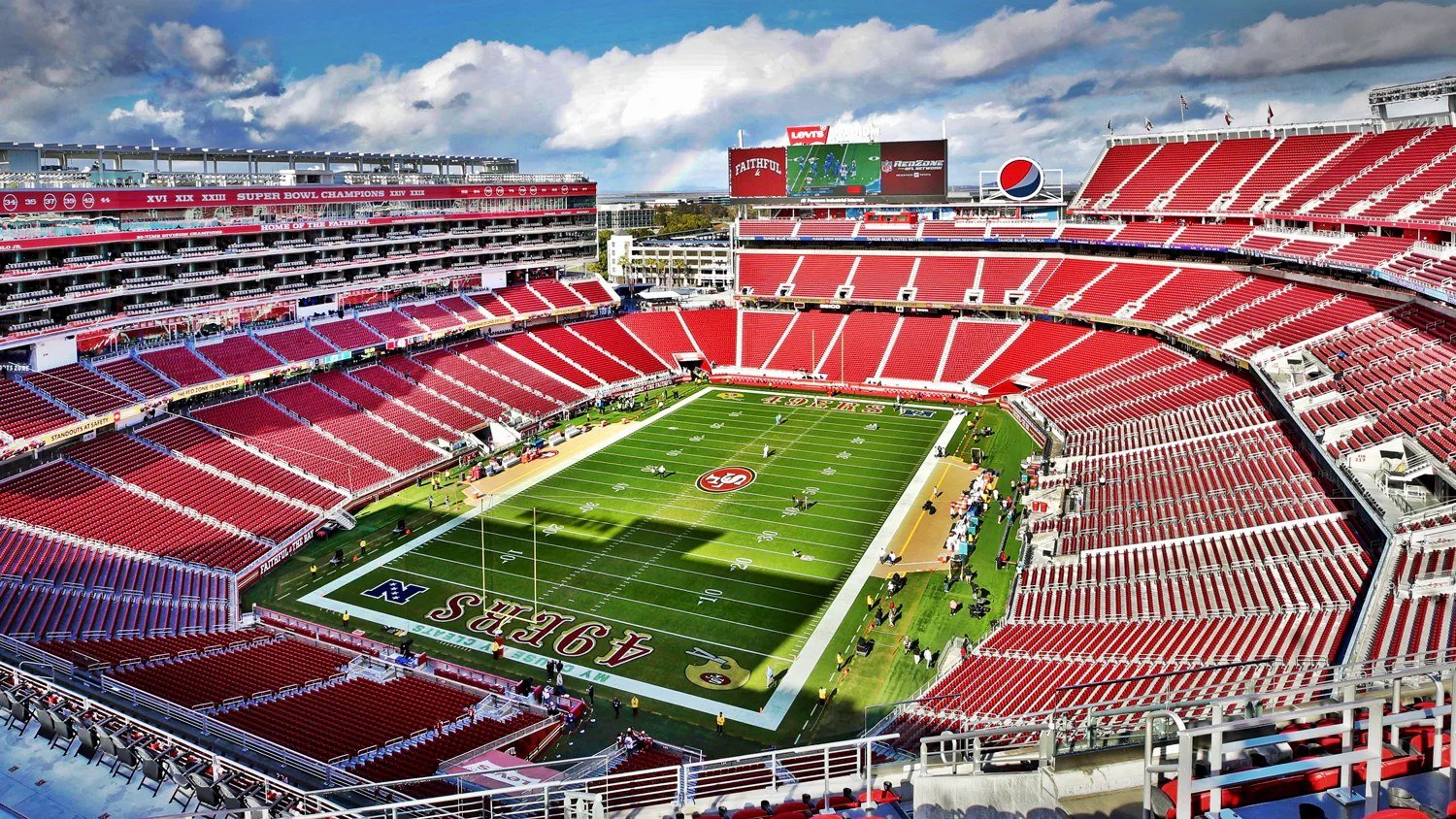 Levi's Stadium, where the 49ers led the Commanders 20–3 at halftime on Monday night. (File photo)