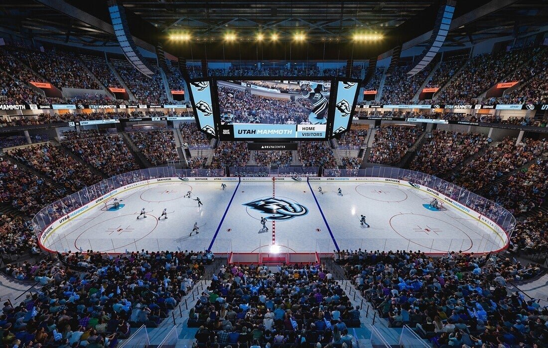 The Delta Center in Salt Lake City, where Utah held off Toronto's late comeback to win 5-4.