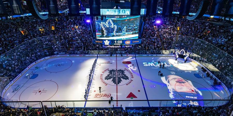 An NHL hockey game at Scotiabank Arena in Toronto.