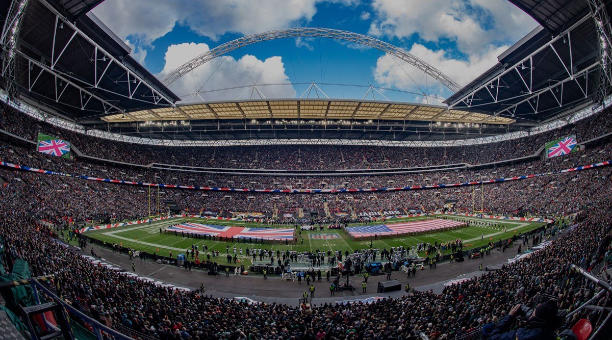 Wembley Stadium in London, where the Houston Texans lead the Jacksonville Jaguars in the NFL's Week 6 international game.