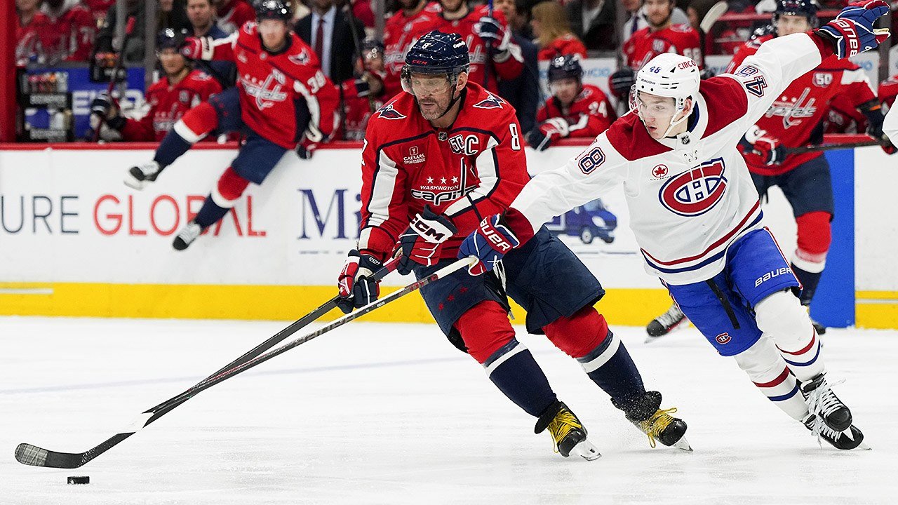 NHL action between Washington and Montreal, who played a nine-goal game on Wednesday night.