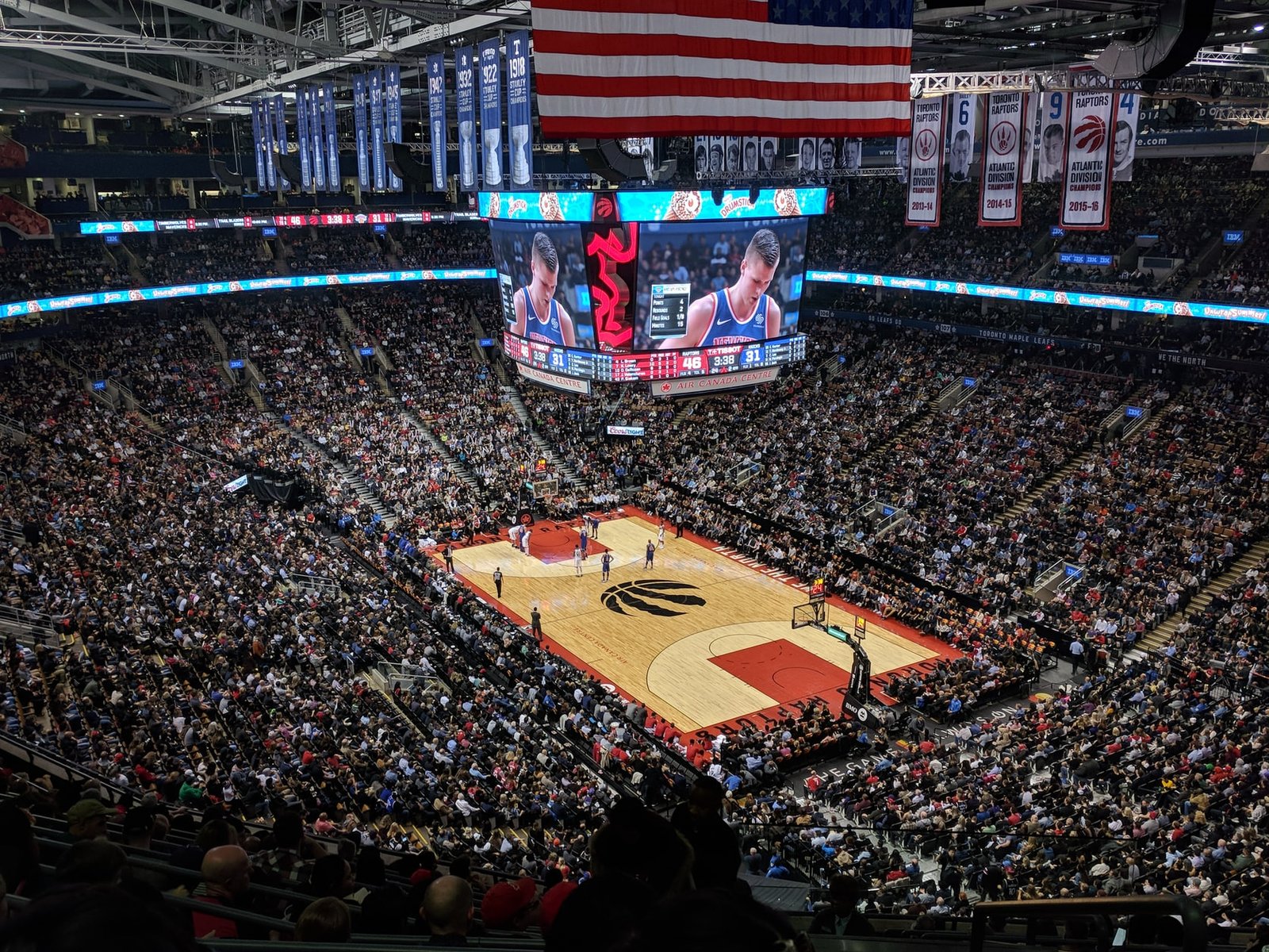 Basketball in Toronto, where the Raptors beat the Knicks 148-98 in preseason play.