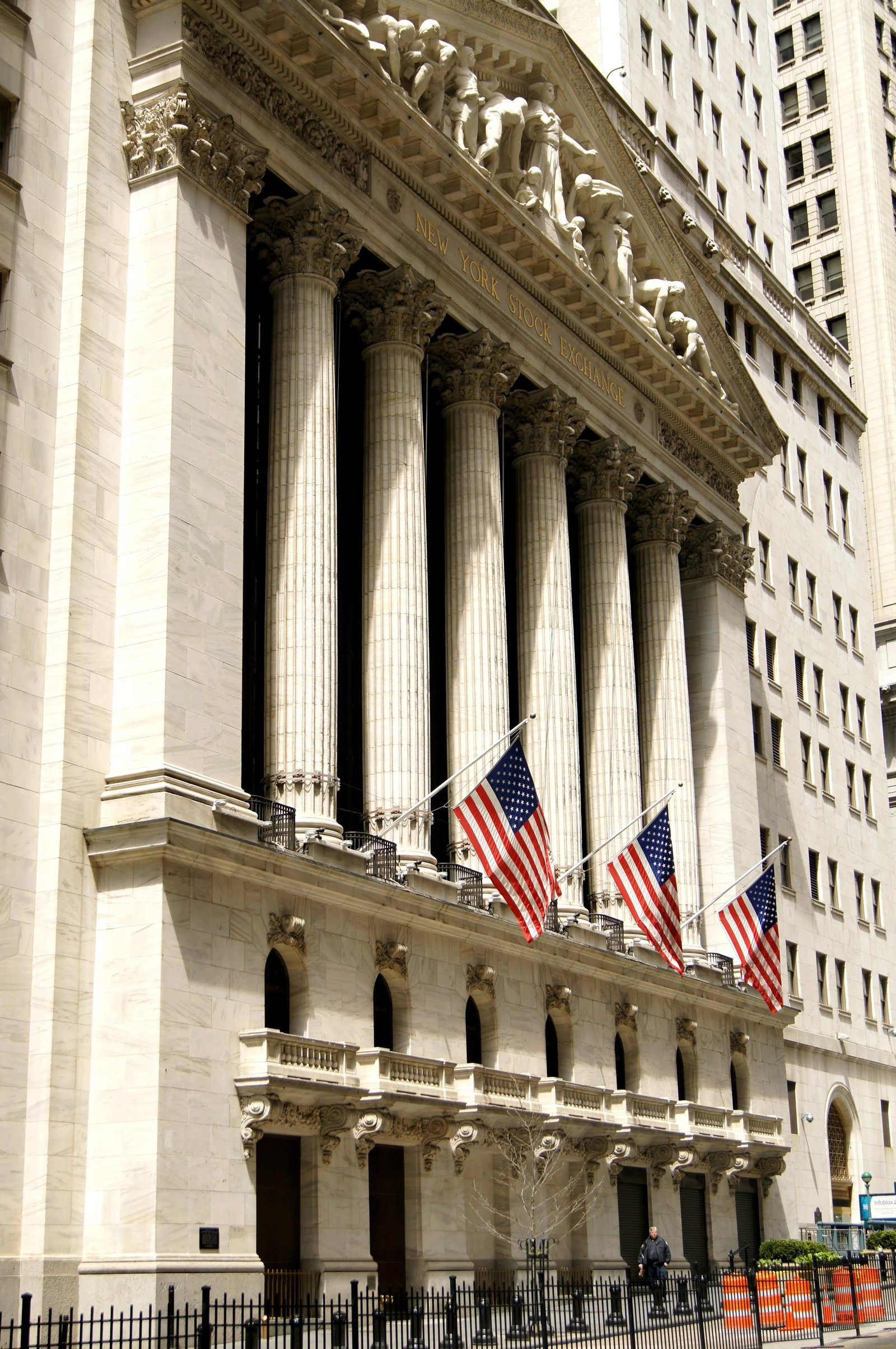 Bank towers in a financial district. Financial stocks posted the sector's highest dollar trading volume.
