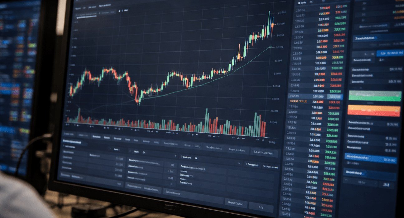 A stock market chart on a trading screen, in file imagery.