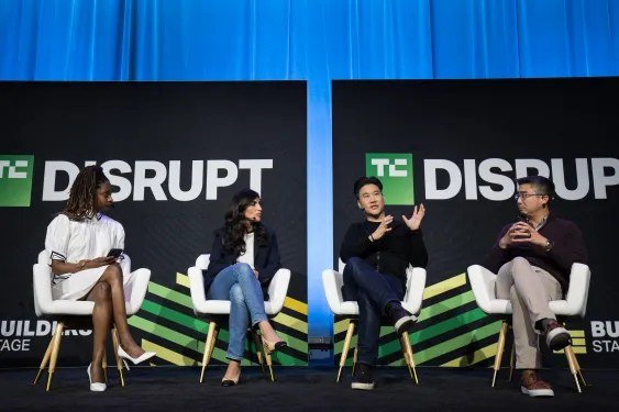 The stage at a past TechCrunch Disrupt conference in San Francisco, where the Battlefield finals play out this week.