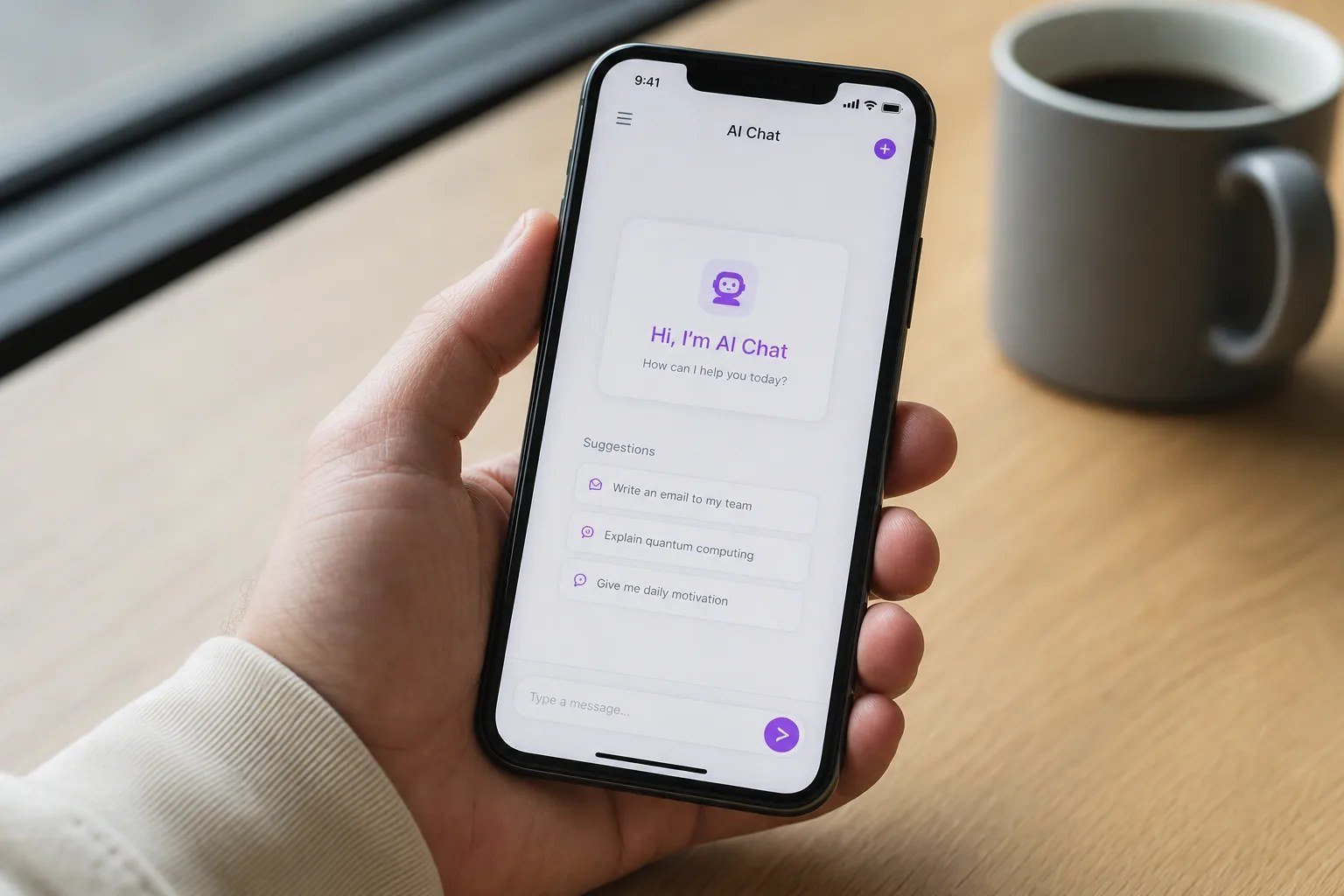A smartphone running an AI chat assistant. (File photo)