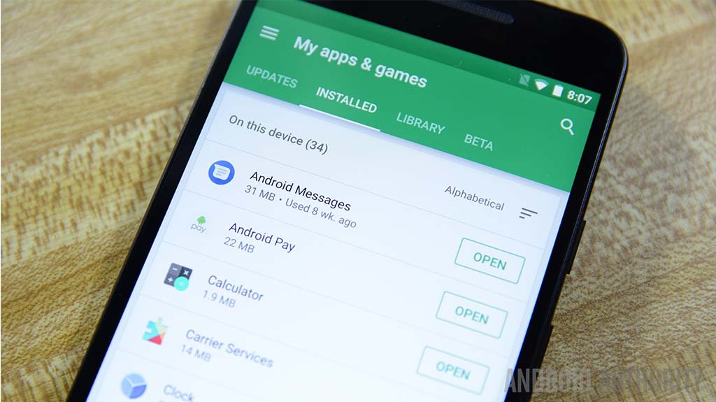 Google Play on an Android phone. Personal AI-built apps can now run privately through the store.
