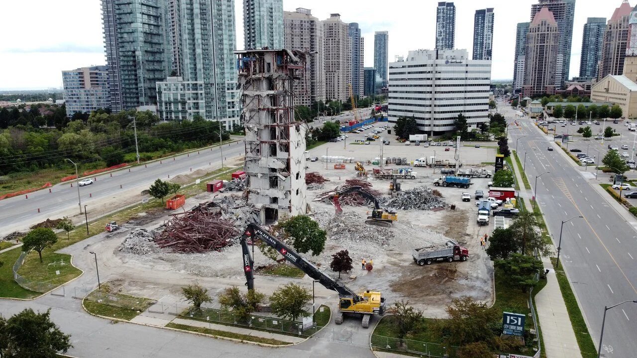 The Don Valley Parkway in Toronto, reopened early Friday after the overnight demolition.