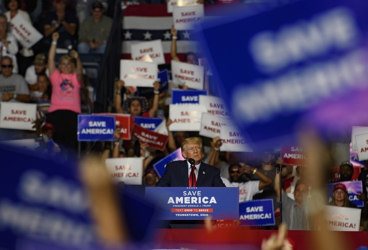 Trump at the Covelli Centre in Youngstown in 2022 (file photo).