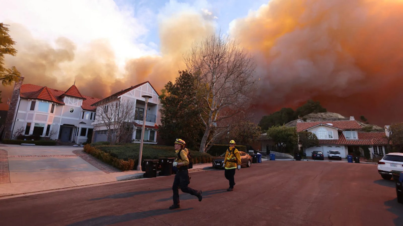 A wildfire burning in Los Angeles County, where an immediate evacuation was ordered near Azusa.