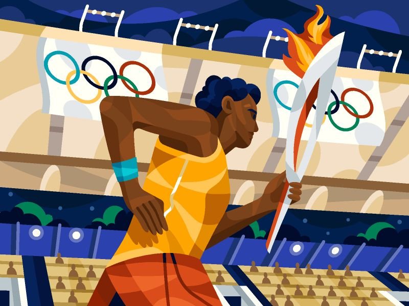 An Olympic torch relay runner; the LA28 flame will visit all 50 states before reaching Los Angeles in 2028.