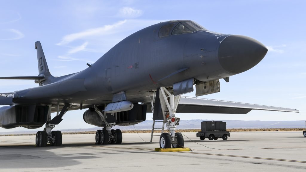 A U.S. Air Force B-1 bomber at RAF Fairford in England.