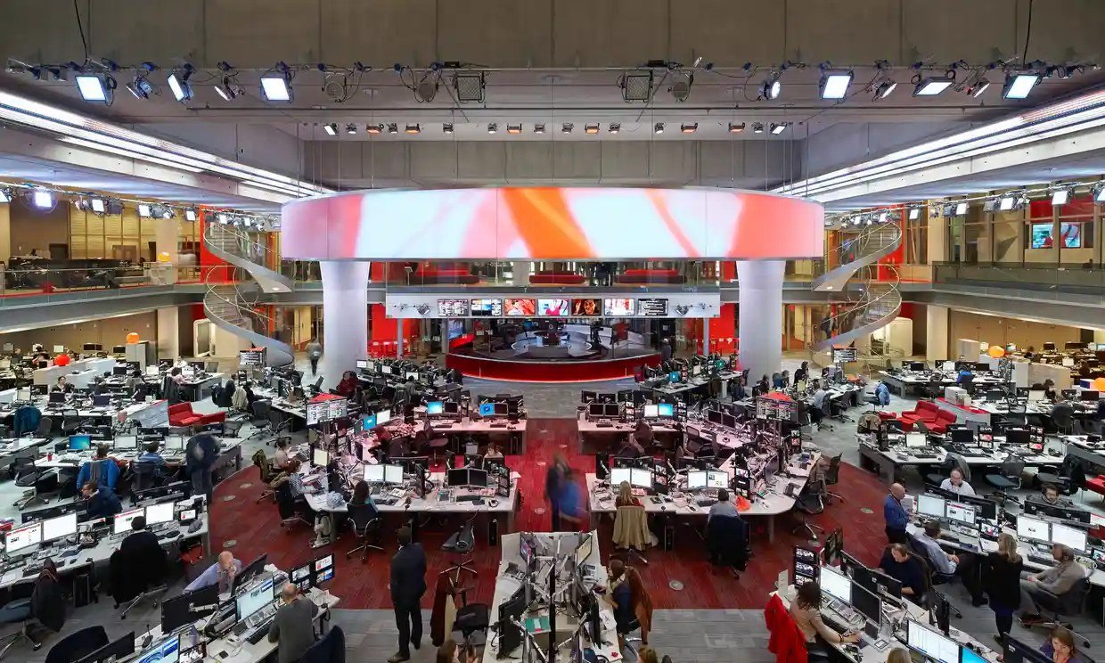 The BBC News studio in London, as the channel adds a live YouTube stream in the UK and US.