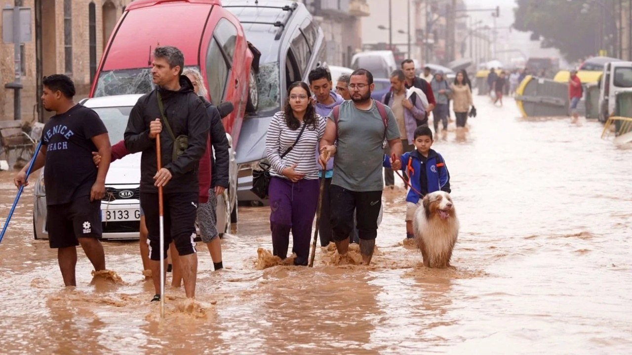 Floodwater in eastern Spain, where Storm Adam brought rooftop rescues and at least three deaths. (File photo)