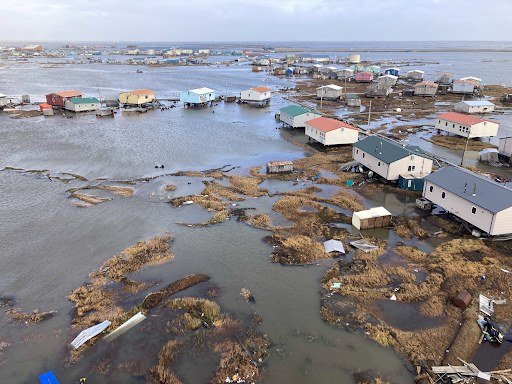 Flooding in western Alaska after the remnants of Typhoon Halong struck the coast on October 12.